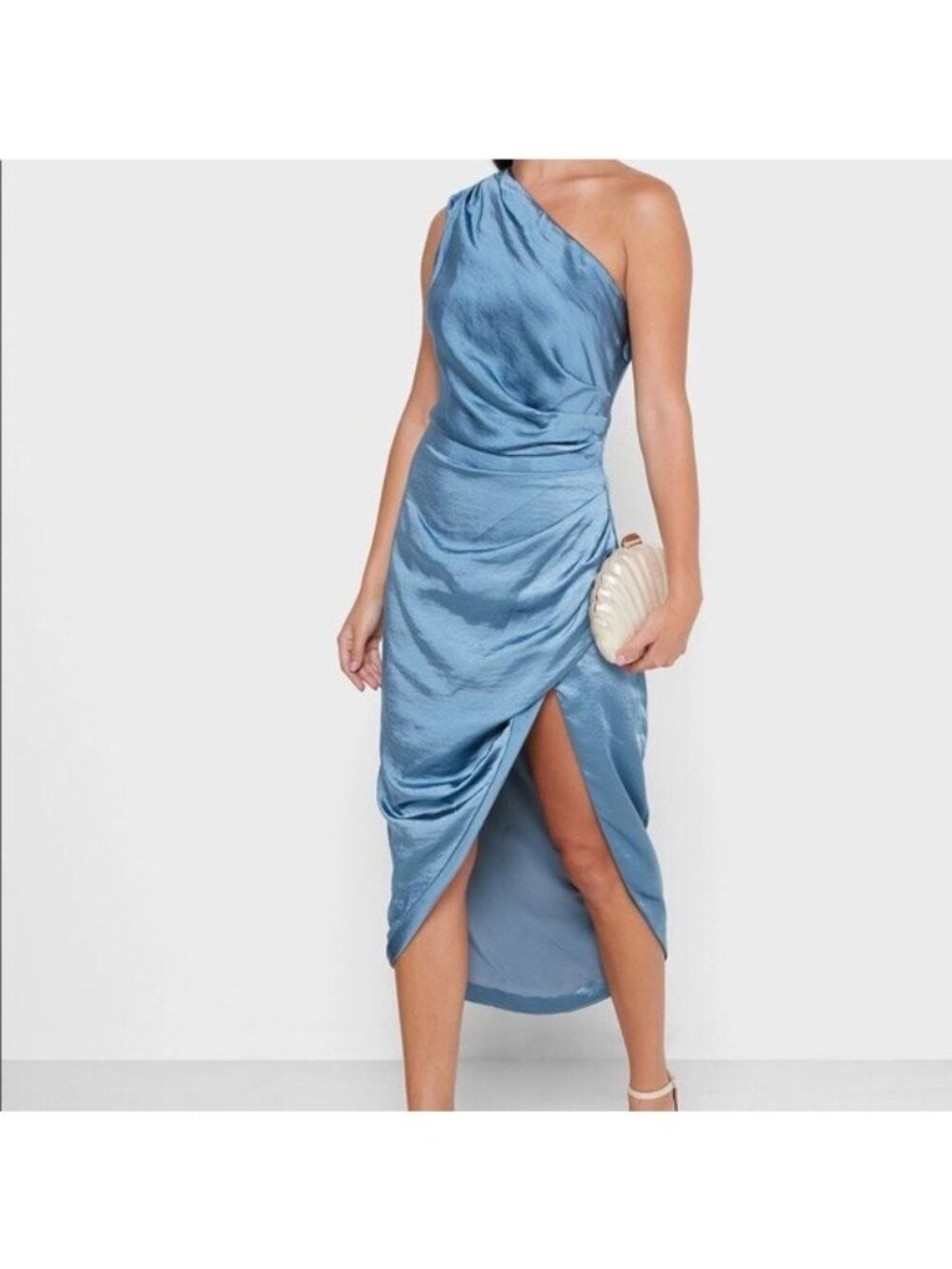 ELLIATT Cassini Dress Blue Satin One Shoulder Formal Prom Midi